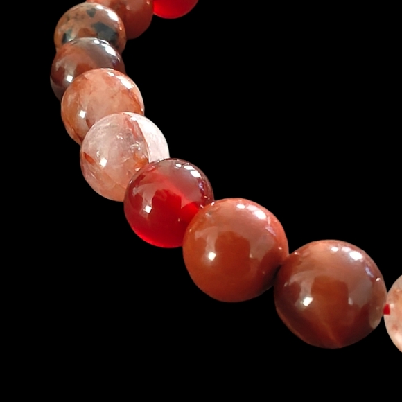 Fire Quartz, Red Tiger Eye, Carnelian & More Crystals Bracelet Unisex 8mm - Picture 6 of 9